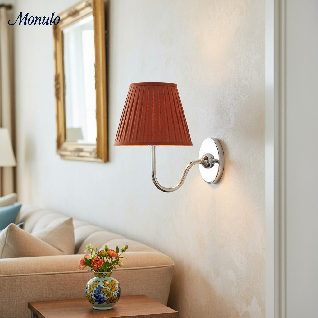 Wall Lamp with Pleated Fabric Shade | Classic Lighting for Bedroom and Living Room - Lamylie