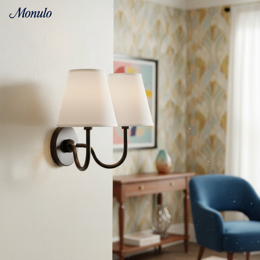 Wall Lamp with Pleated Fabric Shade | Classic Lighting for Bedroom and Living Room - Lamylie