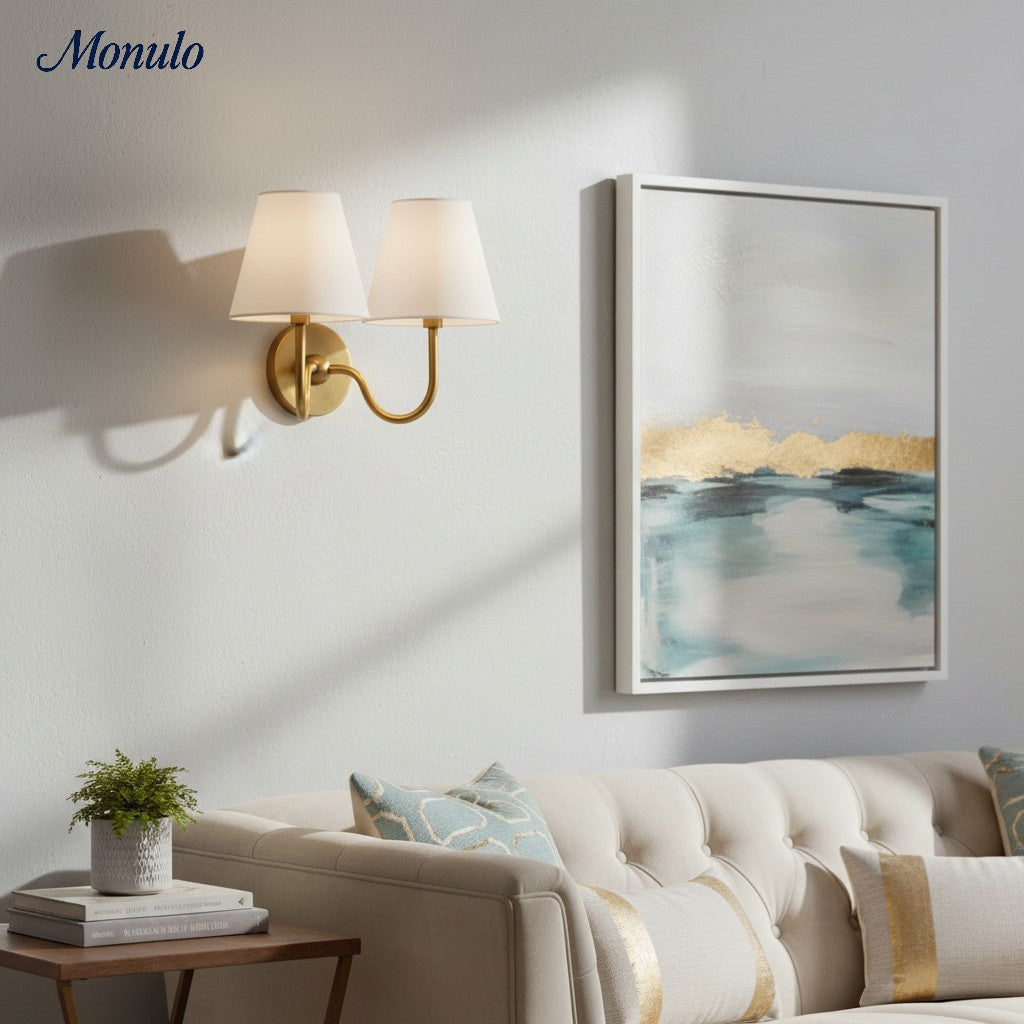 Wall Lamp with Pleated Fabric Shade | Classic Lighting for Bedroom and Living Room - Lamylie