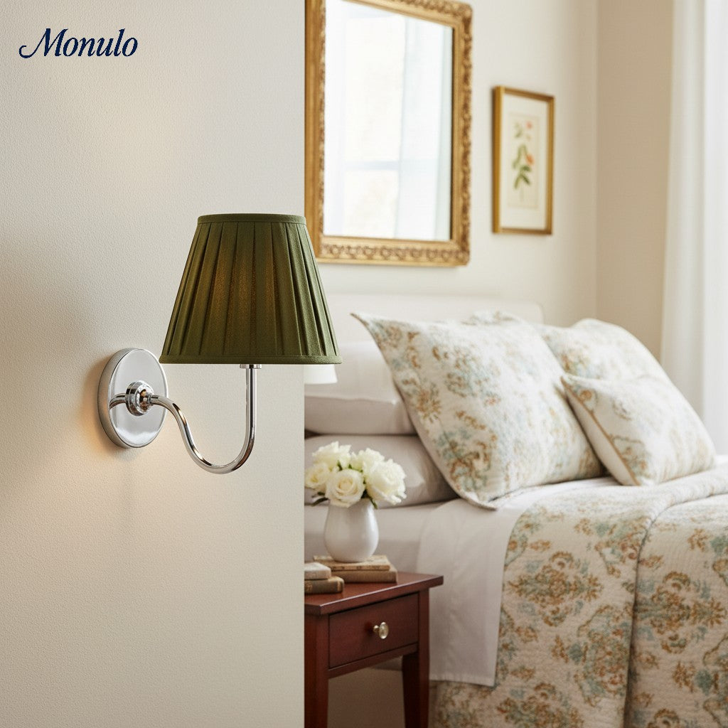 Wall Lamp with Pleated Fabric Shade | Classic Lighting for Bedroom and Living Room - Lamylie