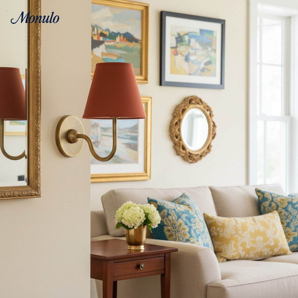 Wall Lamp with Pleated Fabric Shade | Classic Lighting for Bedroom and Living Room - Lamylie