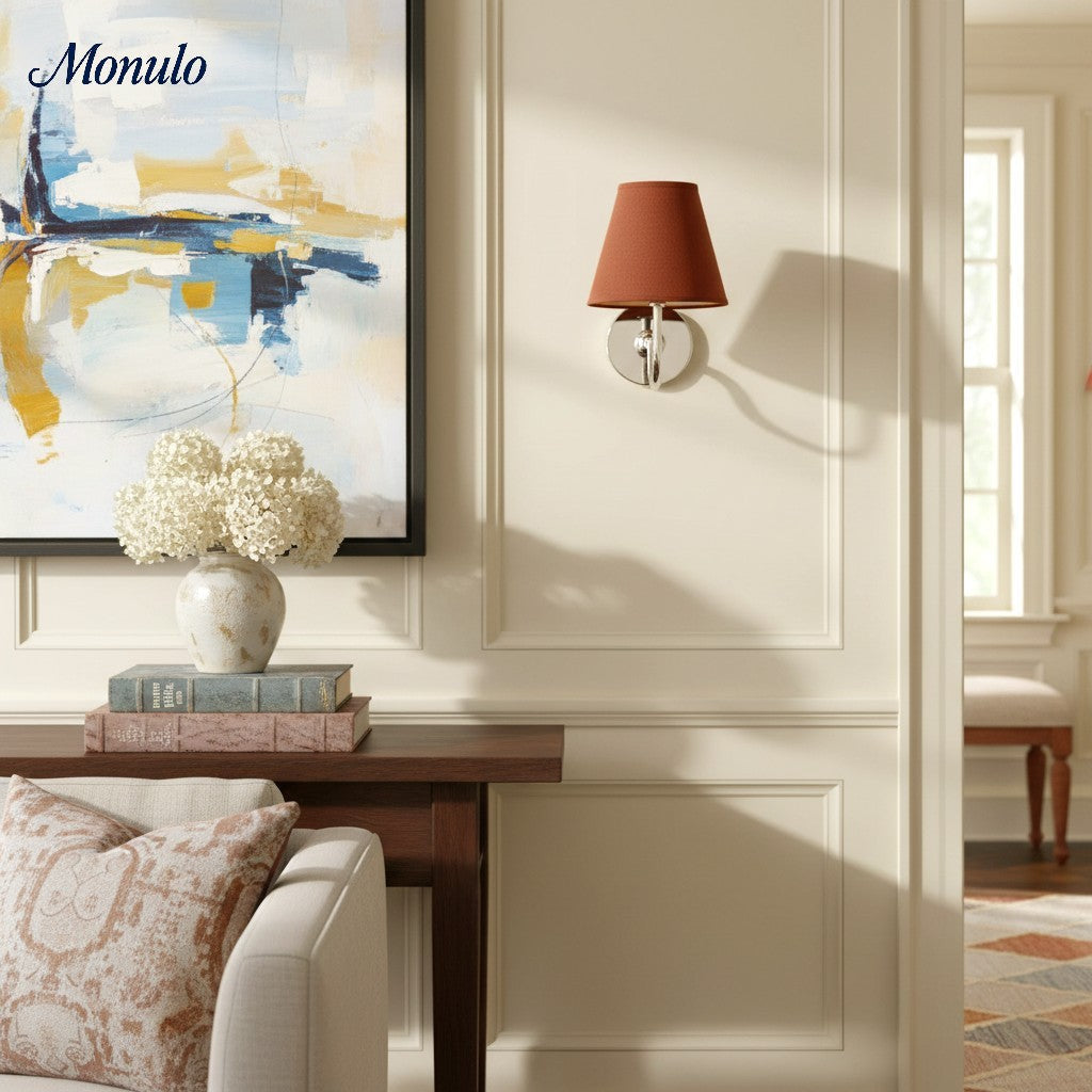 Wall Lamp with Pleated Fabric Shade | Classic Lighting for Bedroom and Living Room - Lamylie