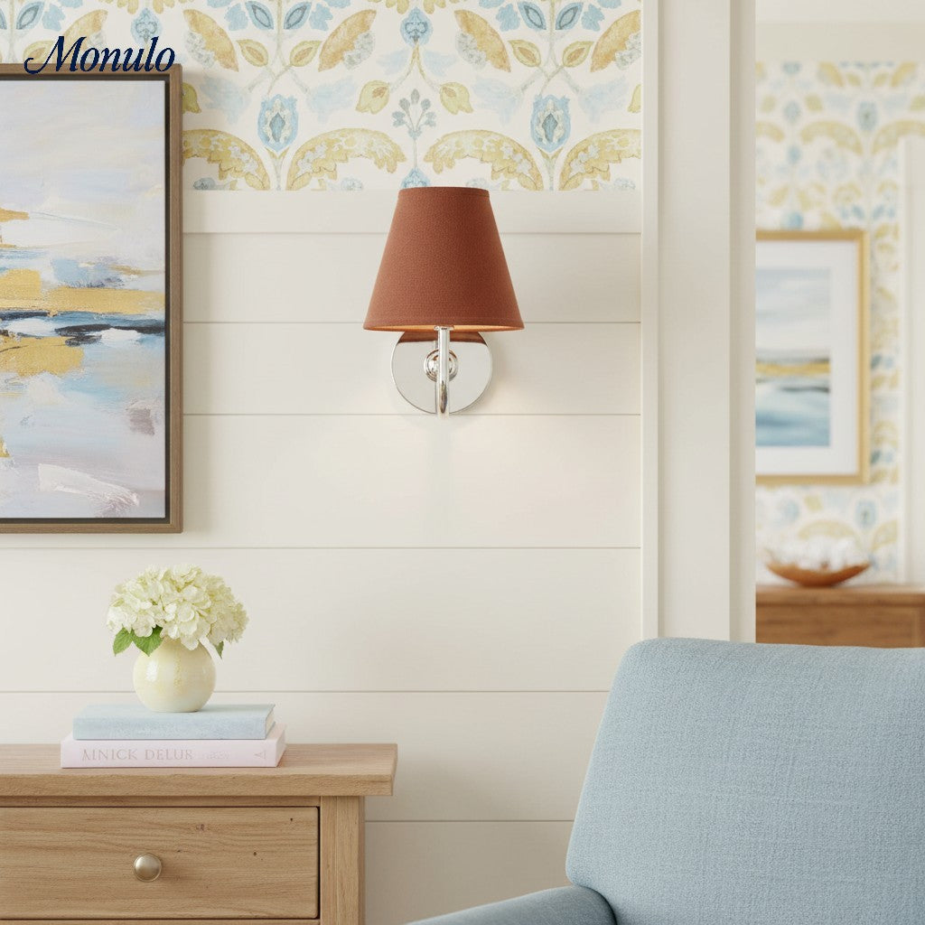 Wall Lamp with Pleated Fabric Shade | Classic Lighting for Bedroom and Living Room - Lamylie