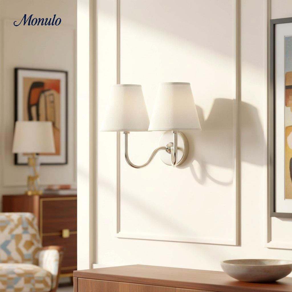 Wall Lamp with Pleated Fabric Shade | Classic Lighting for Bedroom and Living Room - Lamylie