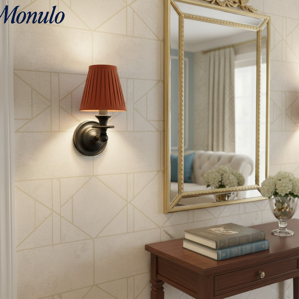Wall Lamp with Fabric Shade and Gooseneck Arm | Wrought Iron Fixture with Adjustable Reading Lamp - Lamylie