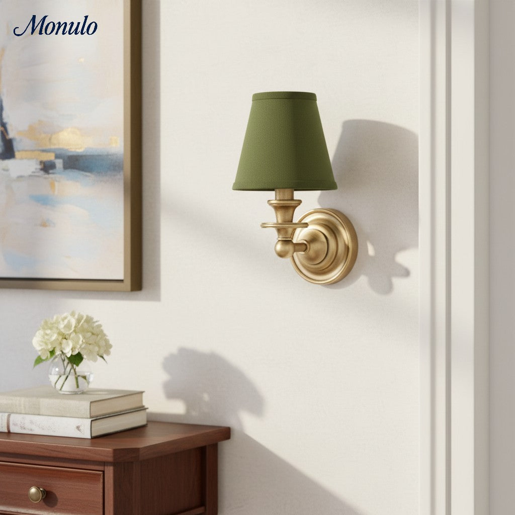 Wall Lamp with Fabric Shade and Gooseneck Arm | Wrought Iron Fixture with Adjustable Reading Lamp - Lamylie