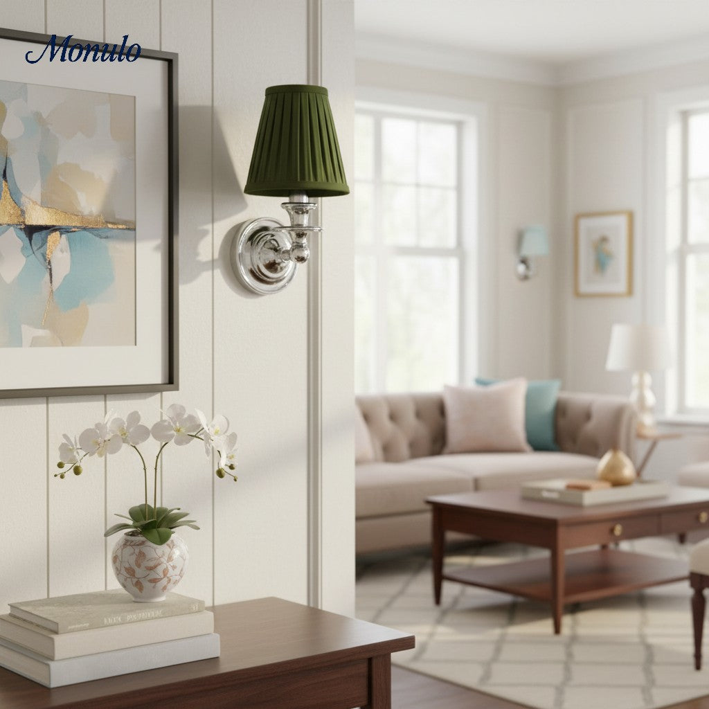 Wall Lamp with Fabric Shade and Gooseneck Arm | Wrought Iron Fixture with Adjustable Reading Lamp - Lamylie