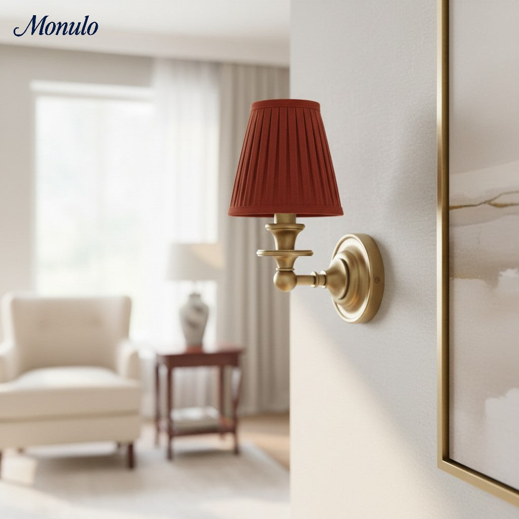 Wall Lamp with Fabric Shade and Gooseneck Arm | Wrought Iron Fixture with Adjustable Reading Lamp - Lamylie
