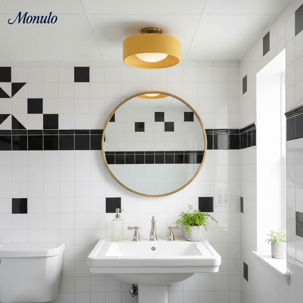 Porcelain Ceiling Lamp with Sleek Mounting | Modern Low Profile Lamp Ceramic Surface Lighting - Lamylie