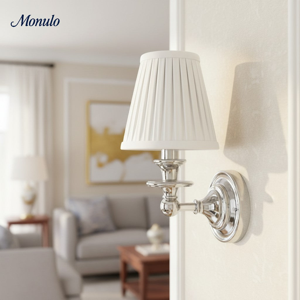 Wall Lamp with Fabric Shade and Gooseneck Arm | Wrought Iron Fixture with Adjustable Reading Lamp - Lamylie
