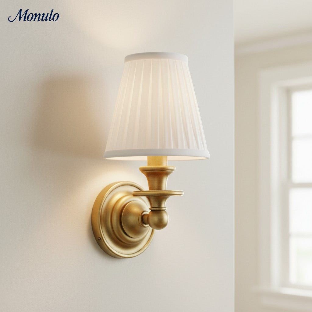 Wall Lamp with Fabric Shade and Gooseneck Arm | Wrought Iron Fixture with Adjustable Reading Lamp - Lamylie