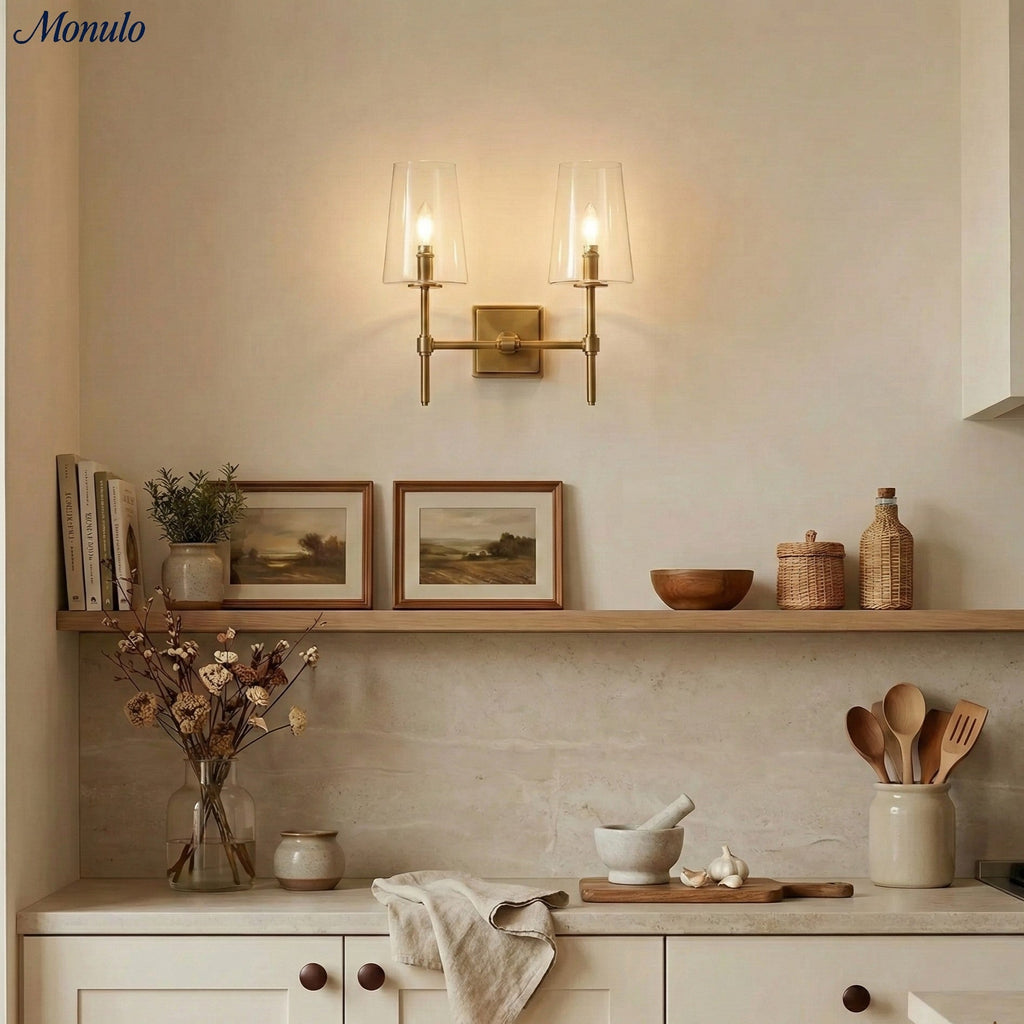 Glaswandleuchte mit klarem Glas | Einzel- bis Dreifach-Konfiguration | Elegante Badezimmerbeleuchtung - Lamylie