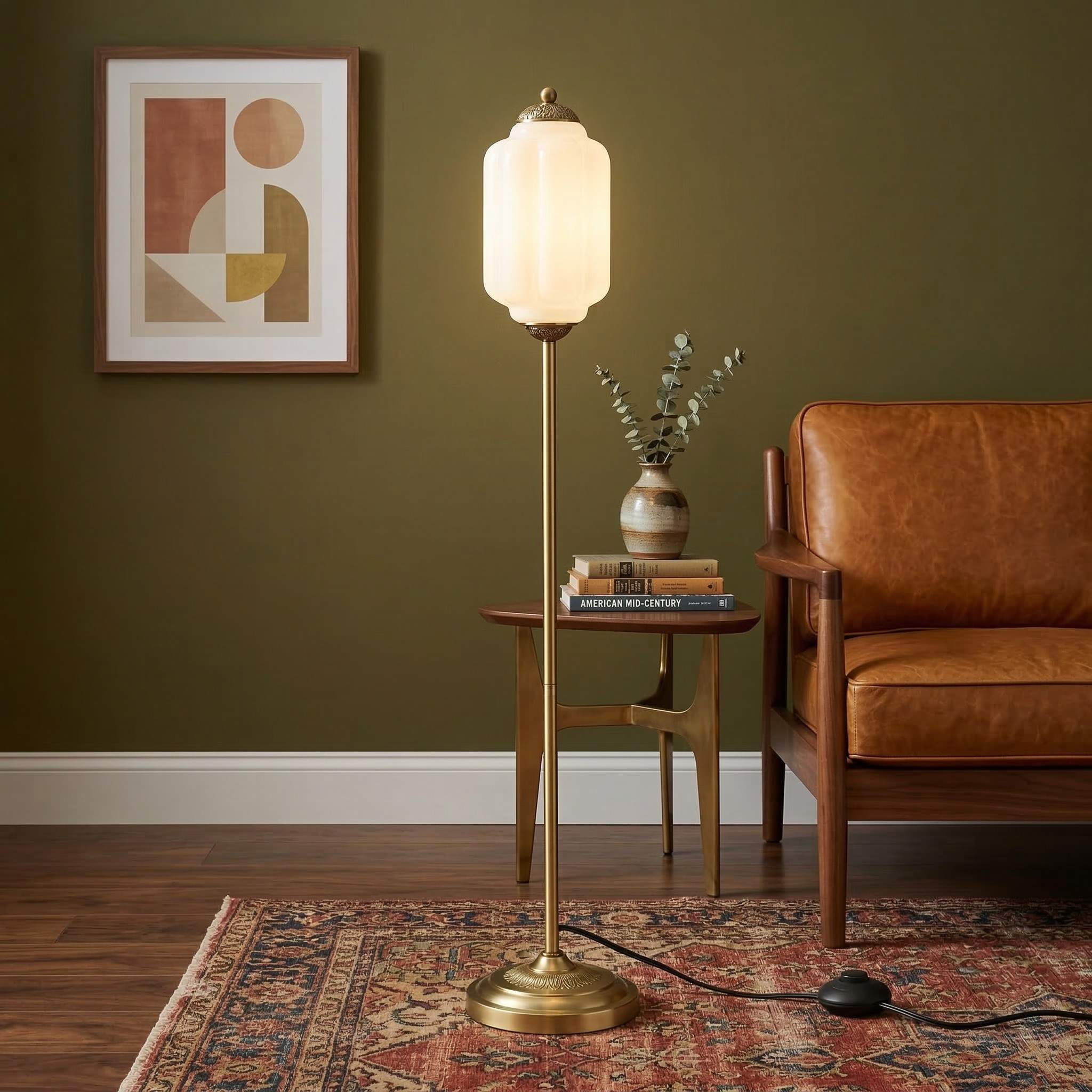 Decorative Glass Pumpkin Floor Lamp Retro Organic Style Living Room Standing Lamp - Lamylie