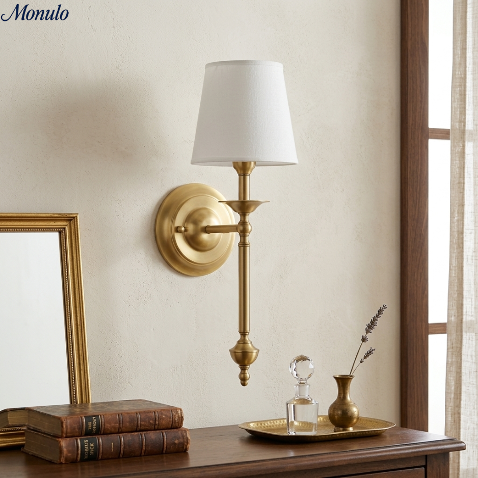 Fabric Wall Lamp with Vintage Copper Finish | Atmospheric Lighting for Hall, Bedroom, and Living Room - Lamylie