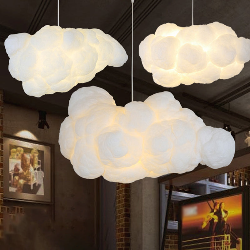 Modern Cloud Pendant Lamp | 2 Light Points White Ceiling Lamp for Bedroom | Scandinavian Design Dining Room Lamp Ceiling Lighting Cloud-shaped Lampshade - Lamylie
