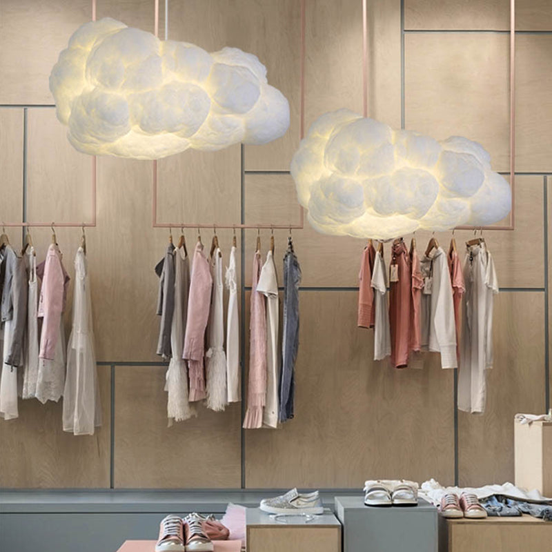 Modern Cloud Pendant Lamp | 2 Light Points White Ceiling Lamp for Bedroom | Scandinavian Design Dining Room Lamp Ceiling Lighting Cloud-shaped Lampshade - Lamylie