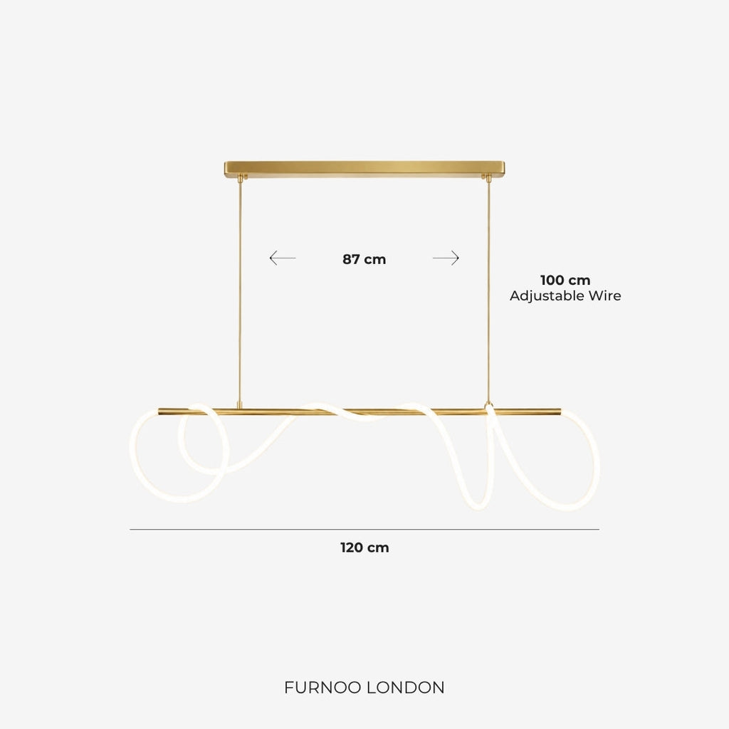 LED Design Pendelleuchte mit schwarzer Satin-Metallkordelstruktur 100 cm Dimmbar Warmweiß Modernes Interieur Esszimmer Kücheninsel - Lamylie