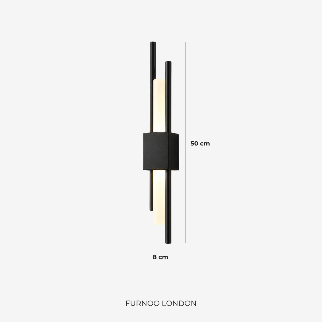 Scandinavian Minimalist Wall Lamp | Modern Vertical Design with Directed LED Lighting | Black Gold - Lamylie