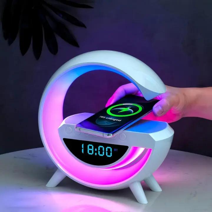 LED Clock Lamp with Alarm, Bluetooth Speaker & Wireless Charging Feature - Lamylie