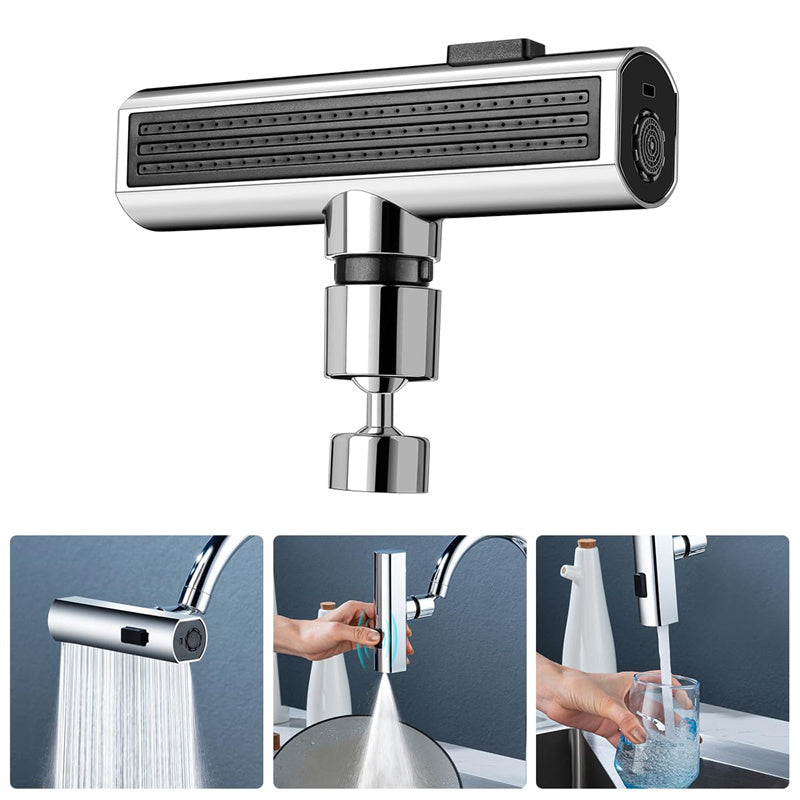 Faucet Extension with Waterfall System Black or Silver | Kitchen Faucet Accessory with 4 Modes for Multifunctional Use - Lamylie