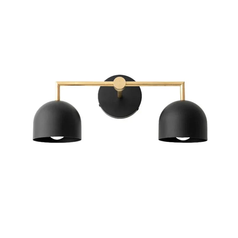 Væglampe med kuppelskærme, moderne skandinavisk design i sort metal og messing, 2-3 lyspunkter, stemningsbelysning til badeværelse, entré og soveværelse - Lamylie