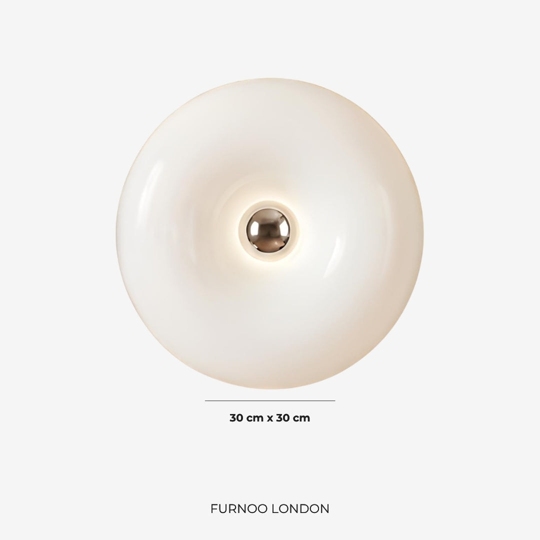 NARA Skulpturale Donut-Lampe mit 3 Farbtemperaturen | Dimmbar Glas-Tischlampe Bauhaus-Design Touch-Steuerung Wandmontierbar Ambientebeleuchtung - Lamylie
