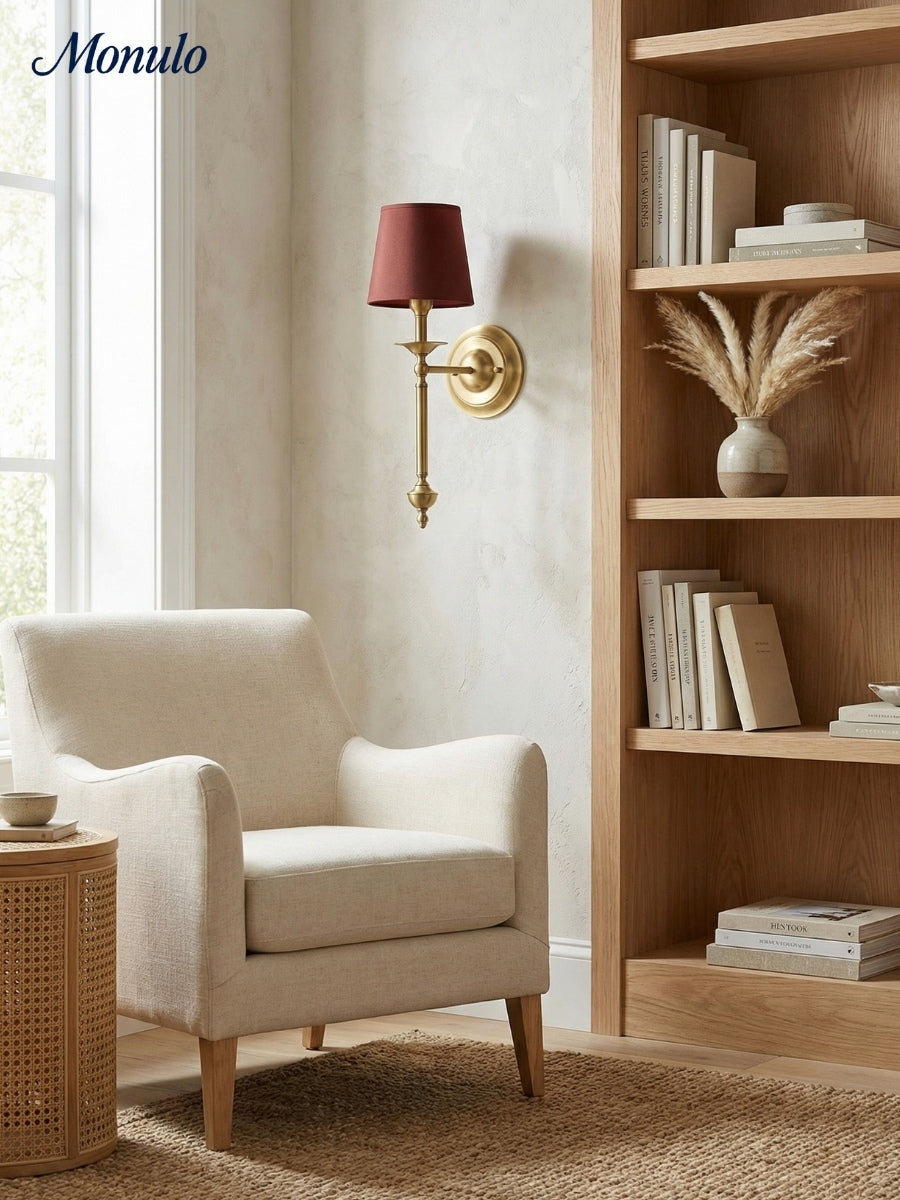 Stoffwandleuchte mit Vintage-Kupfer-Finish | Atmosphärische Beleuchtung für Flur, Schlafzimmer und Wohnzimmer - Lamylie