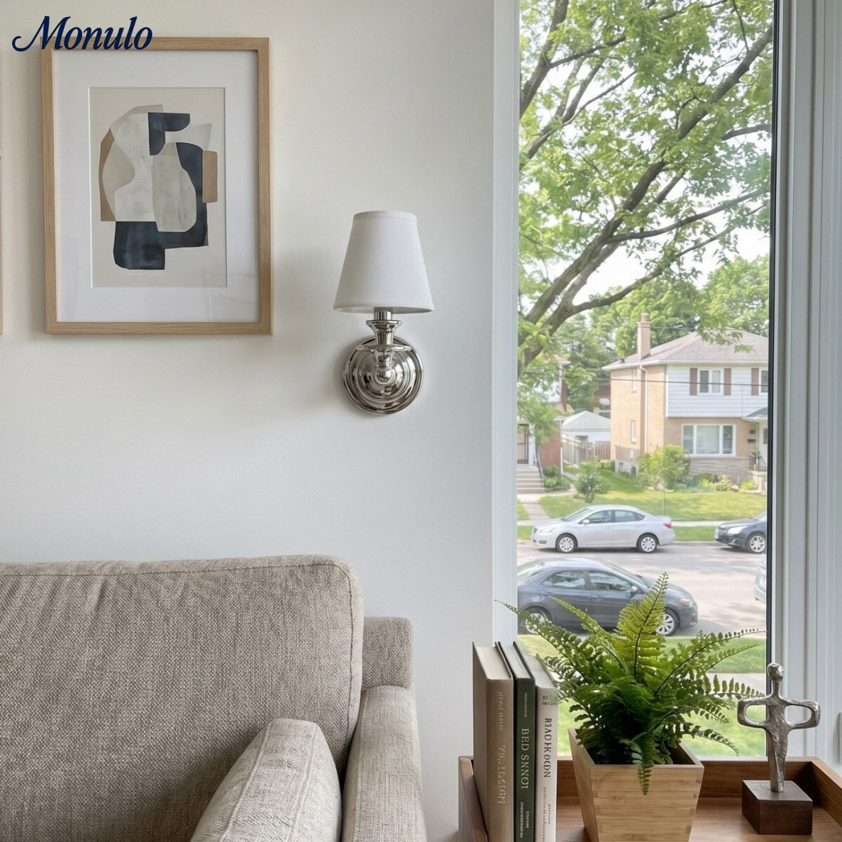 Wall Lamp with Fabric Shade and Gooseneck Arm | Wrought Iron Fixture with Adjustable Reading Lamp - Lamylie