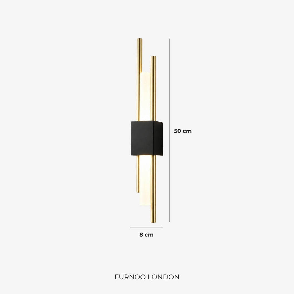 Skandinavische Minimalistische Wandleuchte | Modernes vertikales Design mit gerichteter LED-Beleuchtung | Schwarz Gold - Lamylie