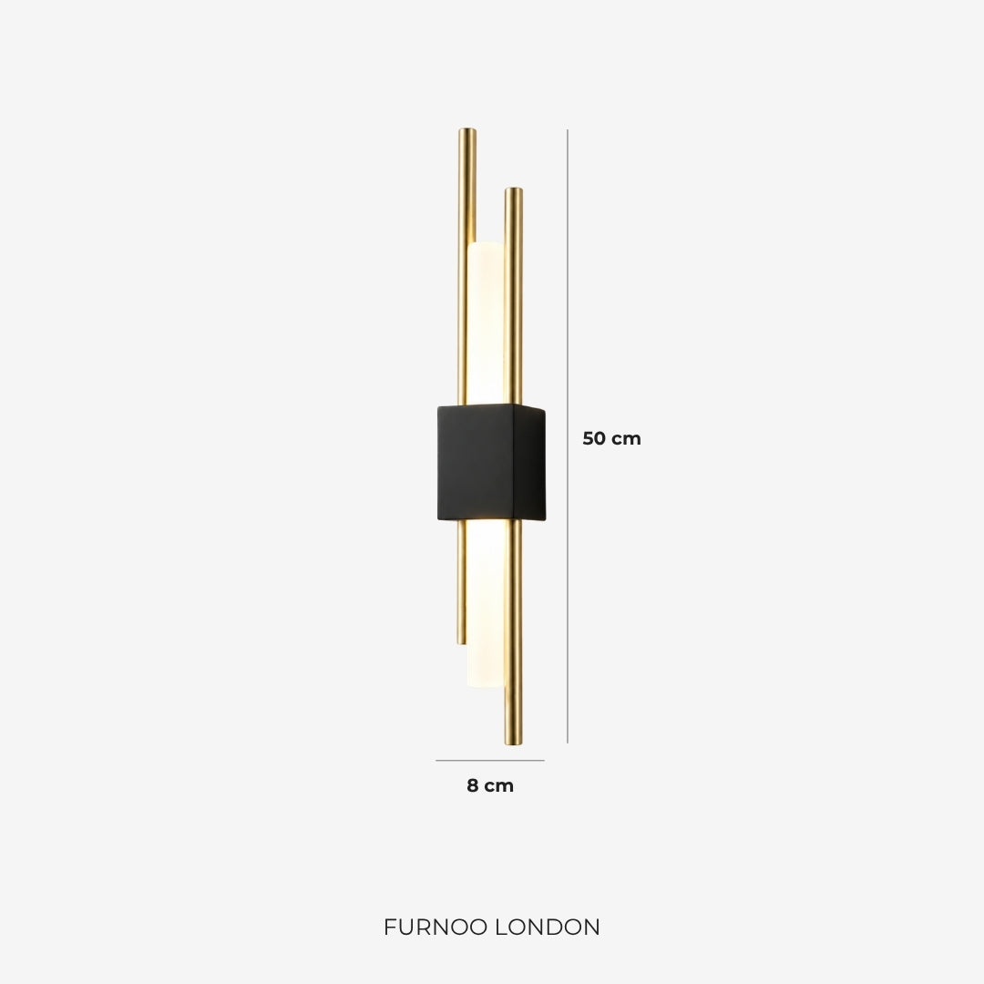 Scandinavian Minimalist Wall Lamp | Modern Vertical Design with Directed LED Lighting | Black Gold - Lamylie