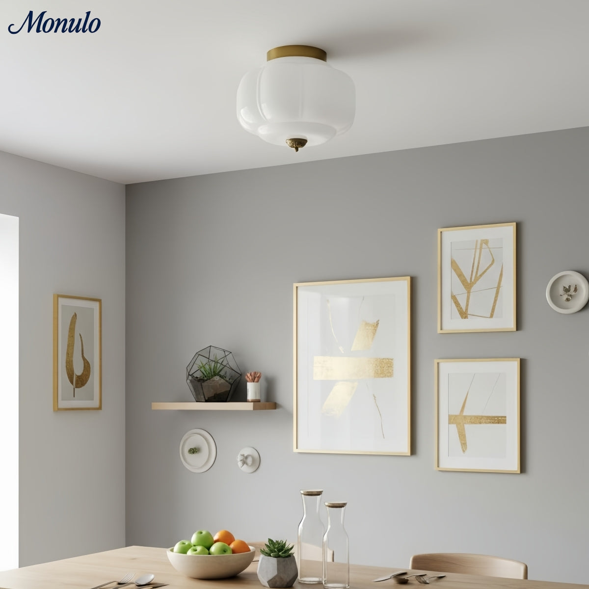 Retro Ceiling Lamp with Milk Glass Shade | Refined Semi-Flush Mount Lighting for Modern Interiors - Lamylie