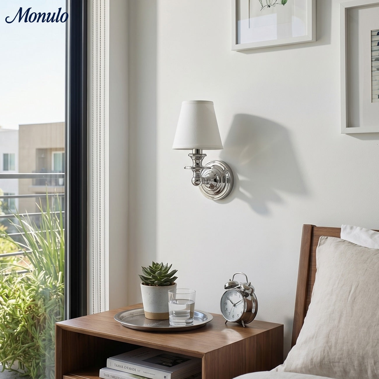 Wall Lamp with Fabric Shade and Gooseneck Arm | Wrought Iron Fixture with Adjustable Reading Lamp - Lamylie