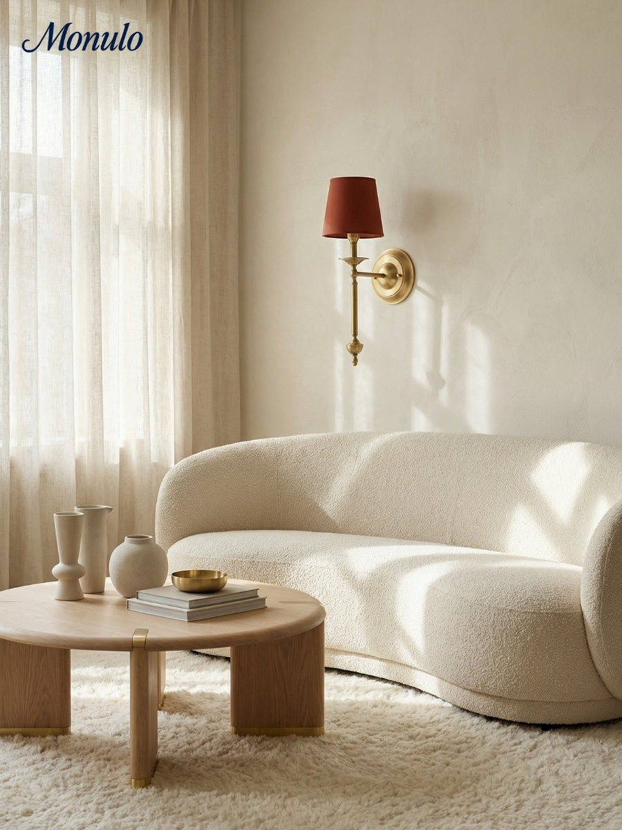 Stoffwandleuchte mit Vintage-Kupfer-Finish | Atmosphärische Beleuchtung für Flur, Schlafzimmer und Wohnzimmer - Lamylie