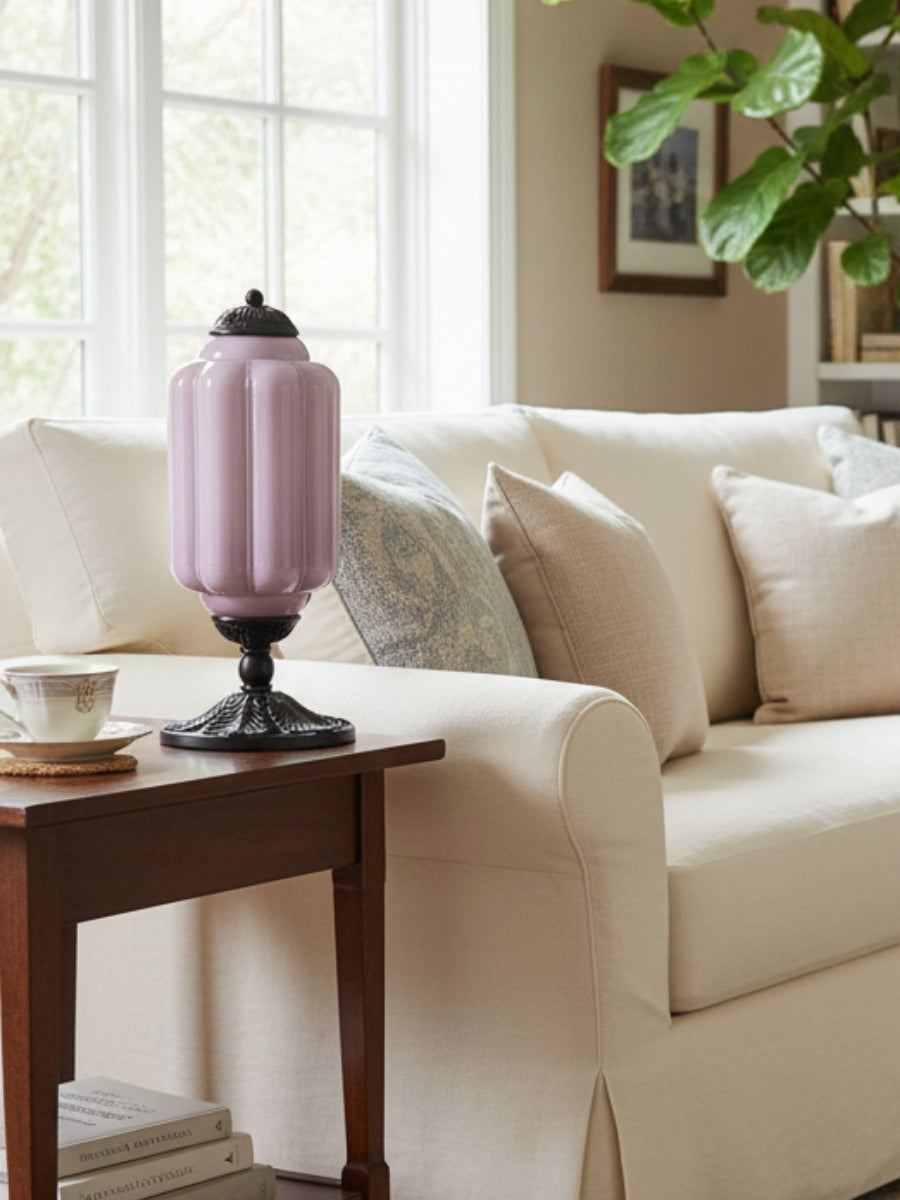 Vintage Glass Table Lamp with Brass or Black Finish - Lamylie
