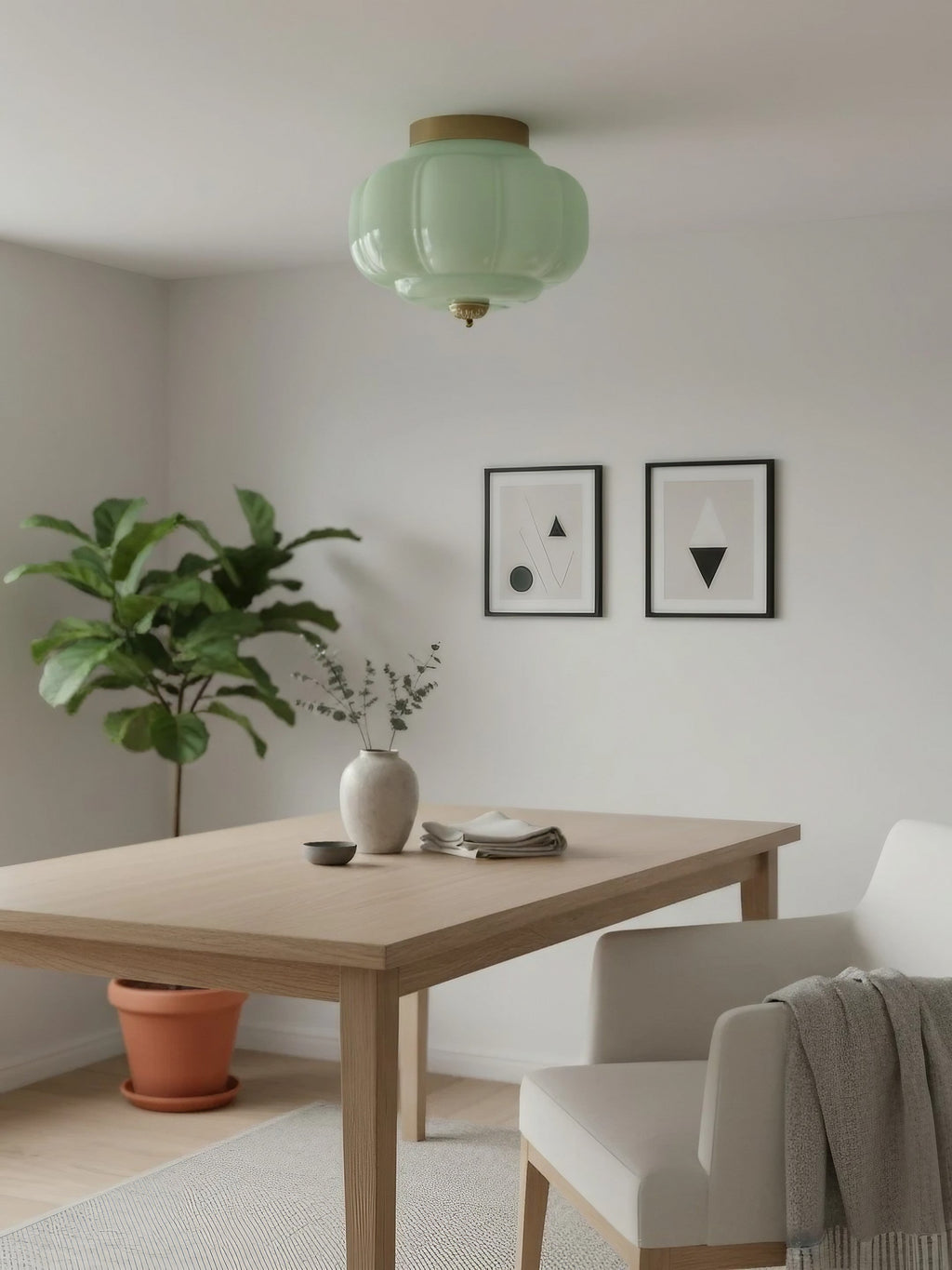 Ceiling Lamp Milk Glass Shade Modern Lighting Scandinavian Style Living Room Dining Room Bedroom Flush Mount - Lamylie