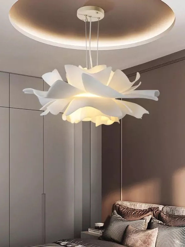 Handmade Acrylic Pendant Lamp Lotus Flower White Scandinavian Design - Lamylie