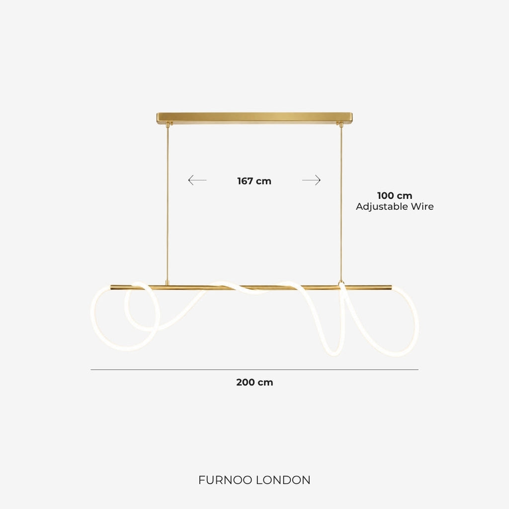LED Design Pendelleuchte mit schwarzer Satin-Metallkordelstruktur 100 cm Dimmbar Warmweiß Modernes Interieur Esszimmer Kücheninsel - Lamylie