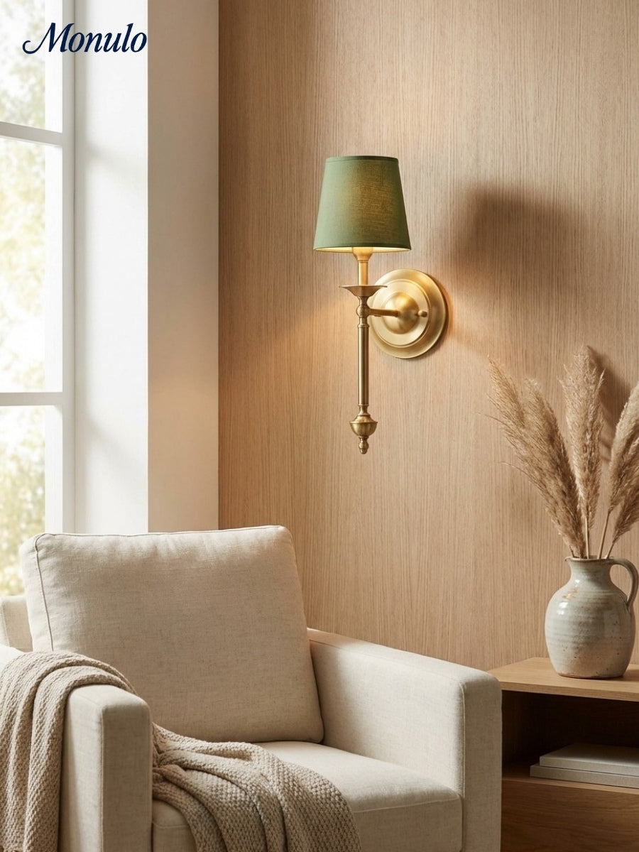 Stoffwandleuchte mit Vintage-Kupfer-Finish | Atmosphärische Beleuchtung für Flur, Schlafzimmer und Wohnzimmer - Lamylie