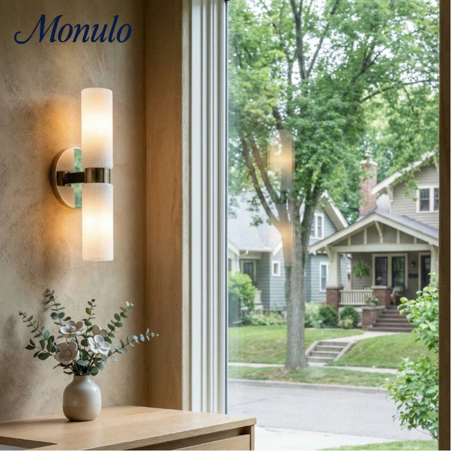 Wall lamp with double ribbed glass tubes | contemporary wall lighting for hall and entrance - Lamylie