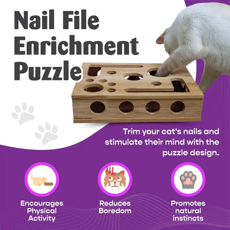 Caja de actividades y rompecabezas para rascar para gatos - Lamylie