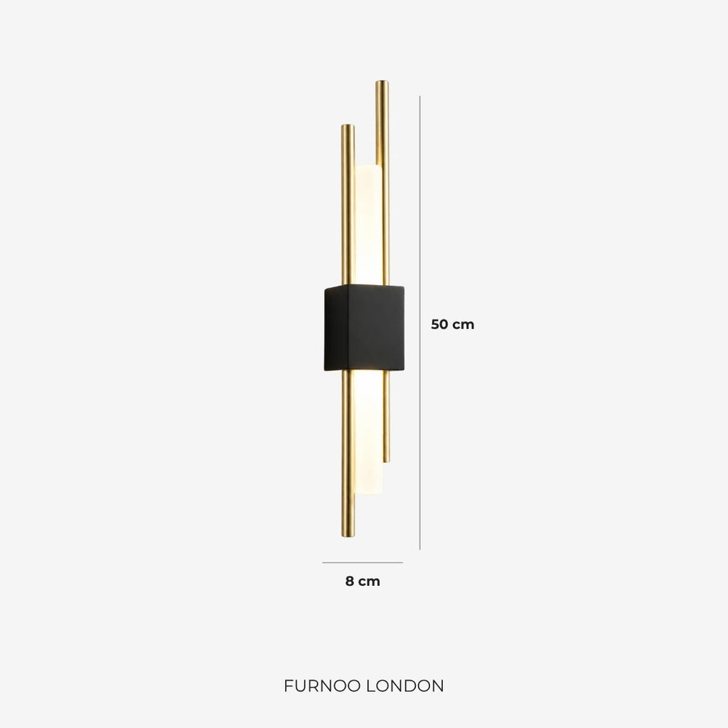 Skandinavische Minimalistische Wandleuchte | Modernes vertikales Design mit gerichteter LED-Beleuchtung | Schwarz Gold - Lamylie