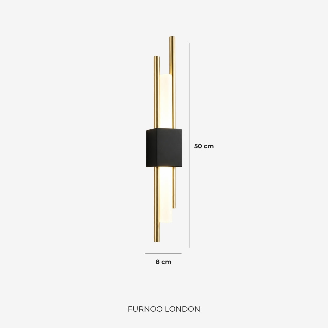 Scandinavian Minimalist Wall Lamp | Modern Vertical Design with Directed LED Lighting | Black Gold - Lamylie