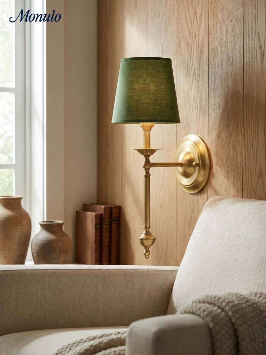 Stoffwandleuchte mit Vintage-Kupfer-Finish | Atmosphärische Beleuchtung für Flur, Schlafzimmer und Wohnzimmer - Lamylie