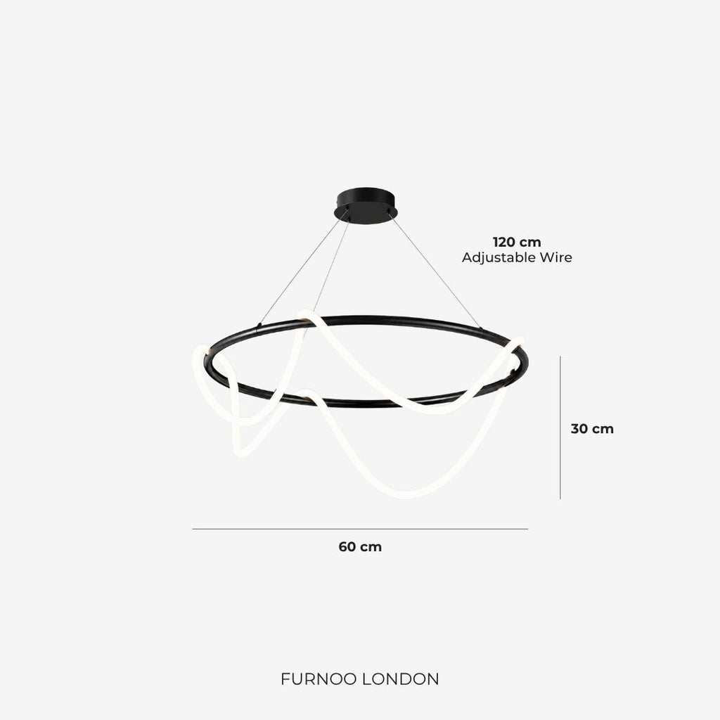LED Design Pendelleuchte mit schwarzer Satin-Metallkordelstruktur 100 cm Dimmbar Warmweiß Modernes Interieur Esszimmer Kücheninsel - Lamylie