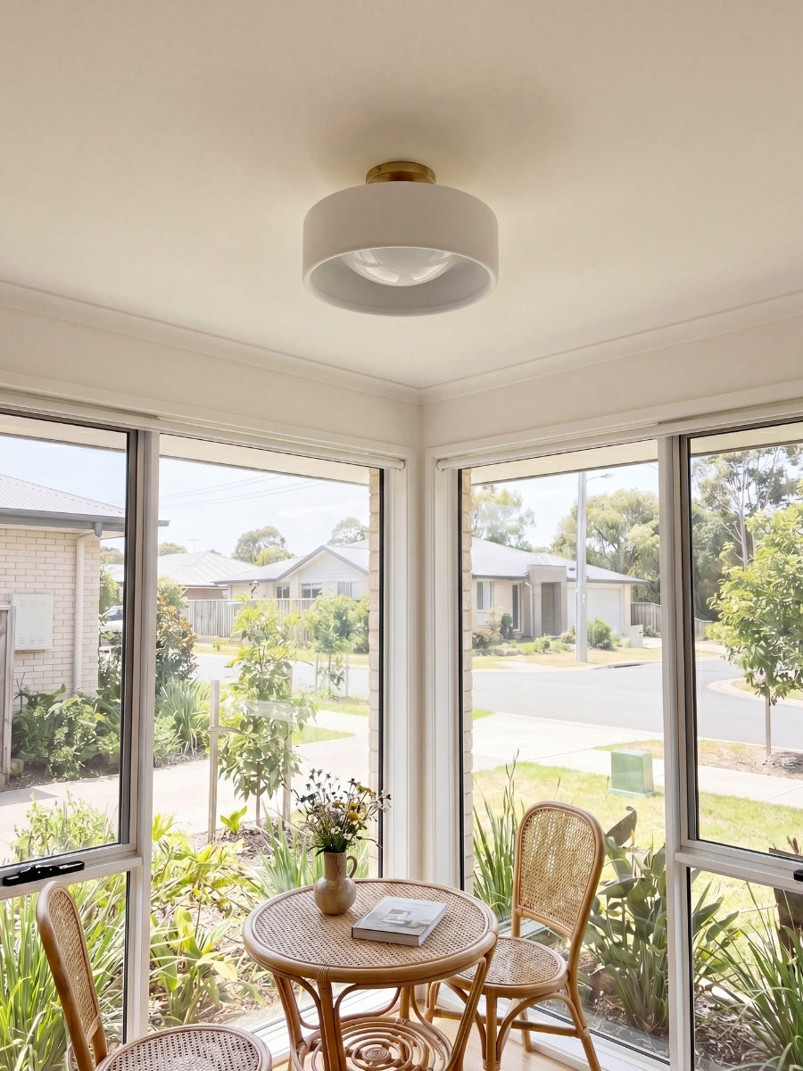 Porcelain Ceiling Lamp with Sleek Mounting | Modern Low Profile Lamp Ceramic Surface Lighting - Lamylie