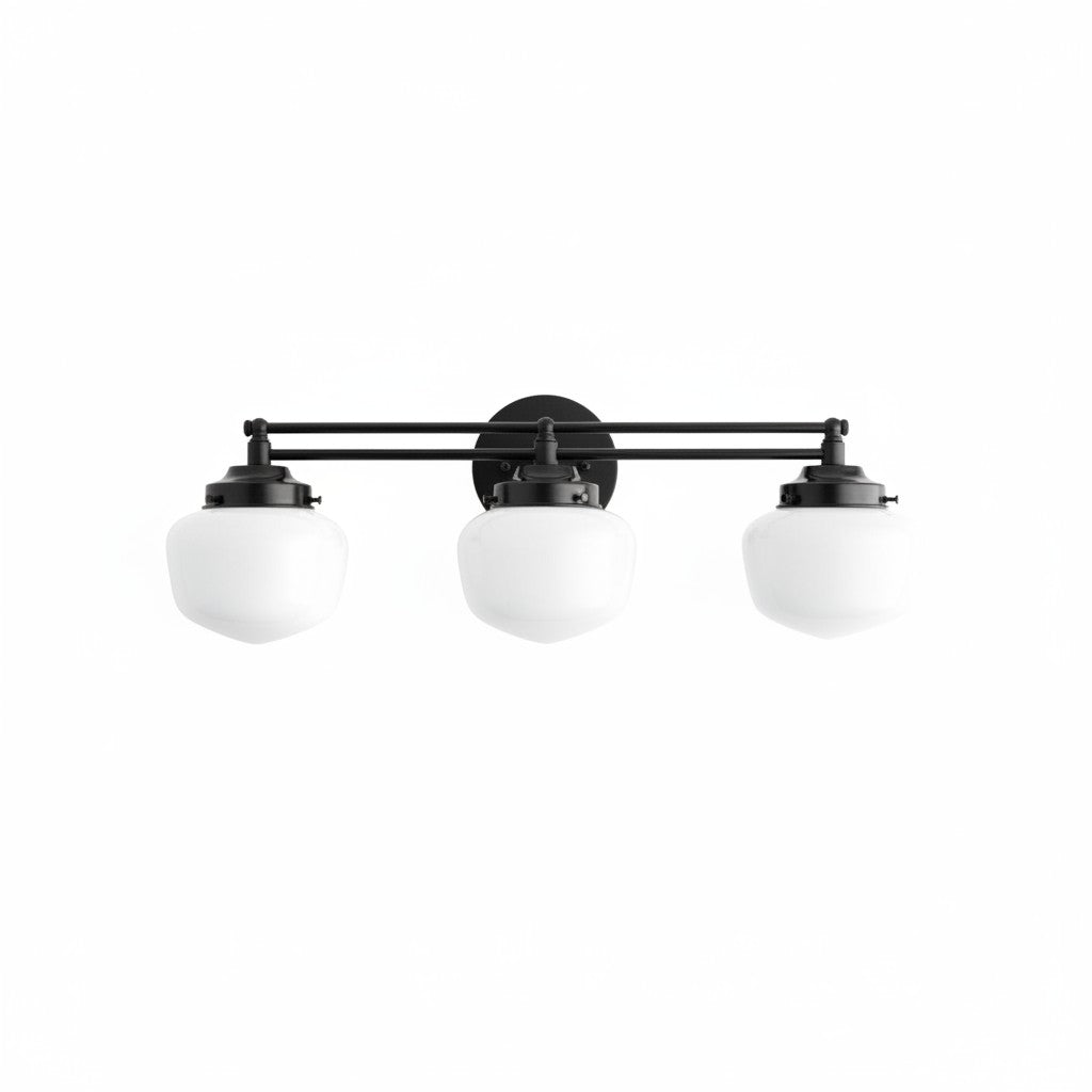 Globe Wall Lamp Classic Bathroom Schoolhouse Lighting Matte Opal Glass for Mirror and Sink - Lamylie