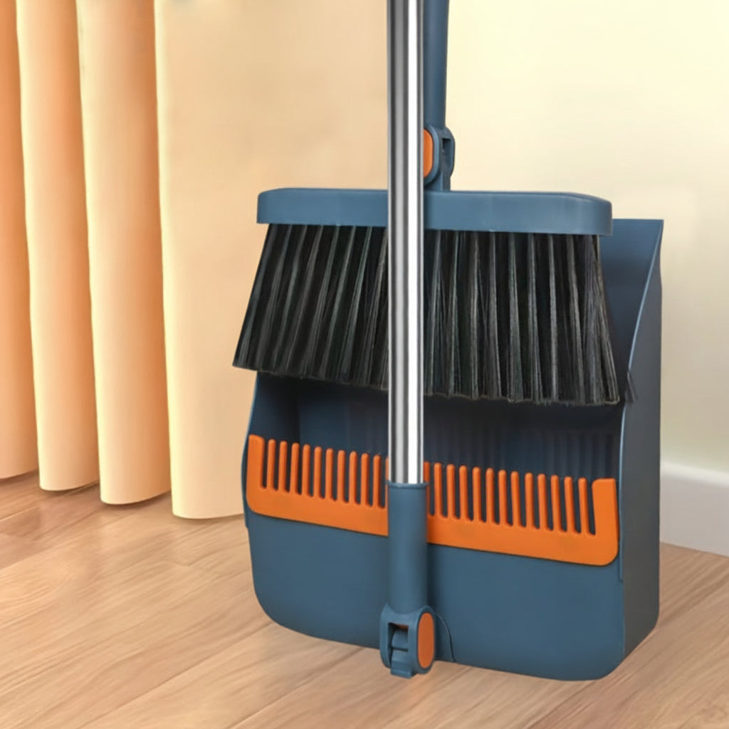 Cleansweep Pro sop- och skyffelset med långt skaft — 360° roterande huvud, inbyggda kamtänder