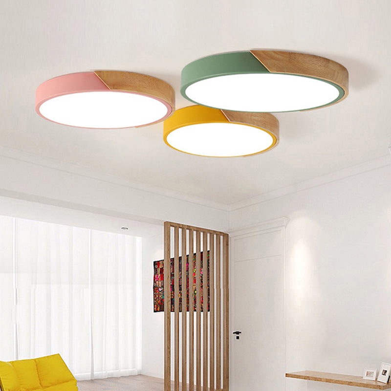 Modern Round Ceiling Lamp Acrylic for Bedroom White Grey Green Pink Yellow Blue Black LED Flush Mount Lighting 30cm 40cm 50cm 60cm - Lamylie