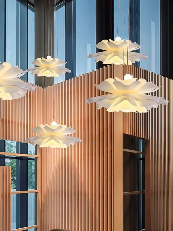 Handgefertigte Acryl-Pendelleuchte Lotusblume Weiß Skandinavisches Design - Lamylie