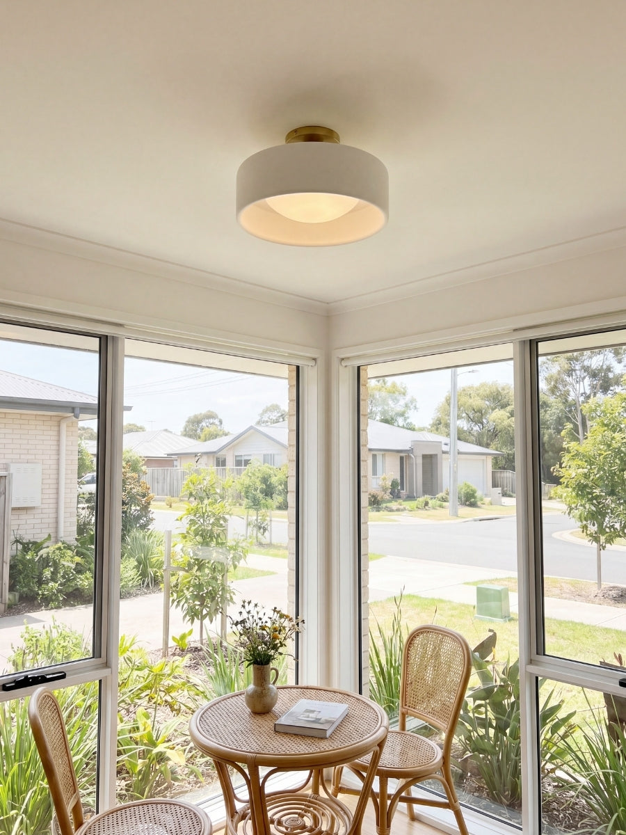 Porcelain Ceiling Lamp with Sleek Mounting | Modern Low Profile Lamp Ceramic Surface Lighting - Lamylie